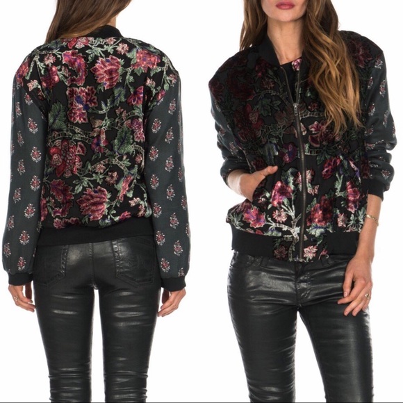 Tolani Tops - Tolani Velvet Burnout Bomber Jacket